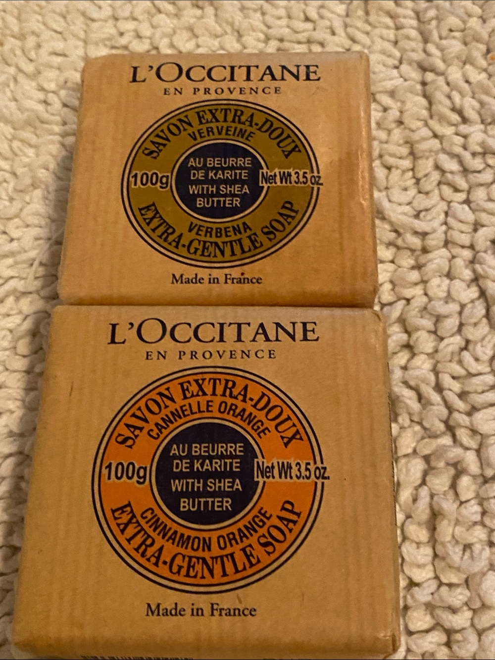 L'OCCITANE 2 Extra-Gentle 3x milled Pur Vegetal Soaps: Cinnamon Orange & Verbena